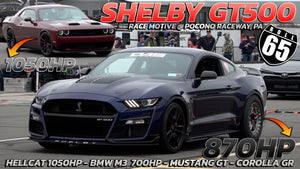 Shelby GT500 vs 1050hp Hellcat, BMW M3, Corolla GR & Mustang GT 65mph Roll Start @ Race Motive