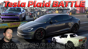 Telsa Plaid Battle Hellcat, Corvette & Mustang @ Street Car Take Over @ Bradenton Motorsport park