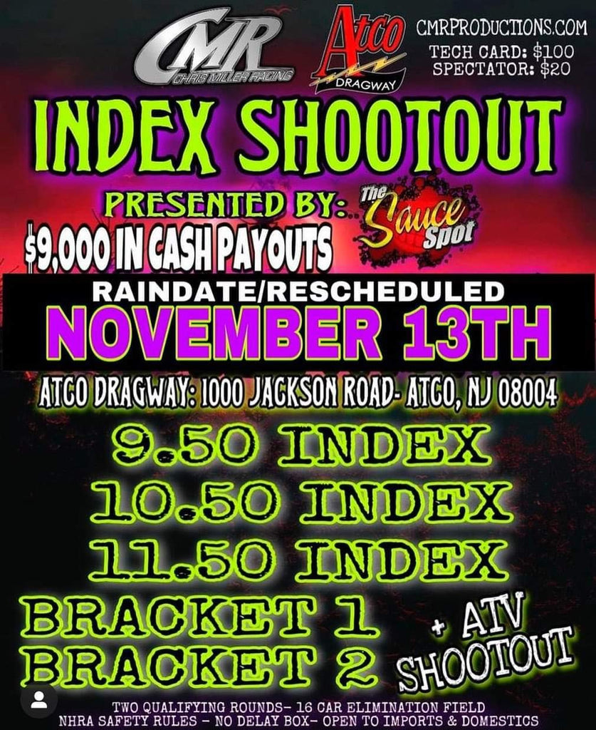Index Shootout has been rescheduled to Nov. 13th