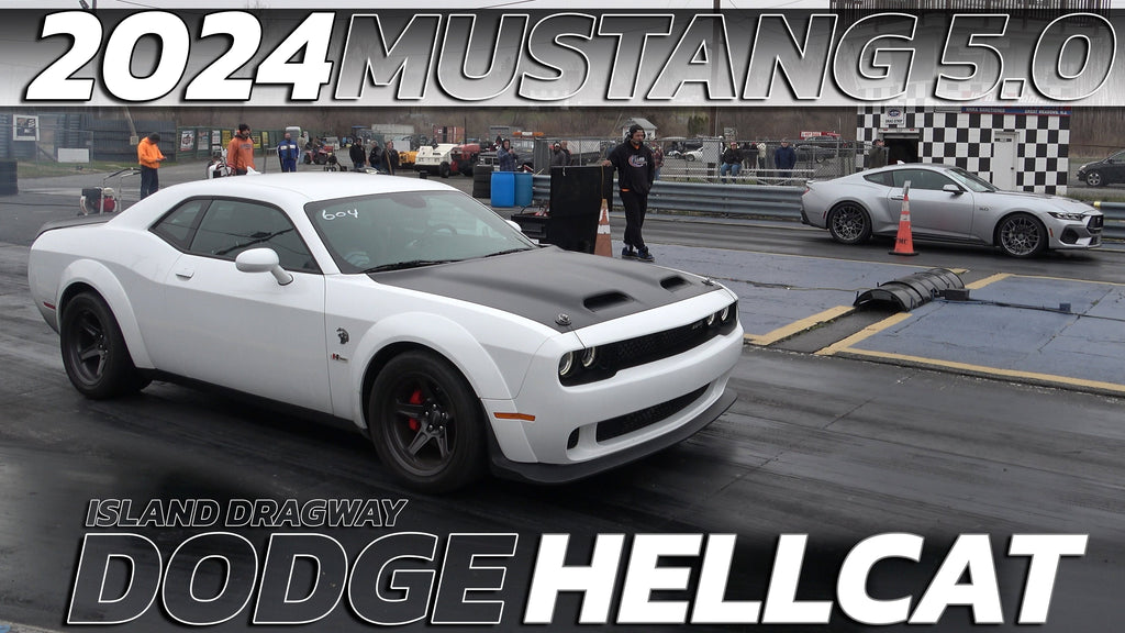 2024 Mustang 5.0 vs Dodge Hellcat Close call Drag Race @ Island dragway