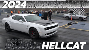 2024 Mustang 5.0 vs Dodge Hellcat Close call Drag Race @ Island dragway