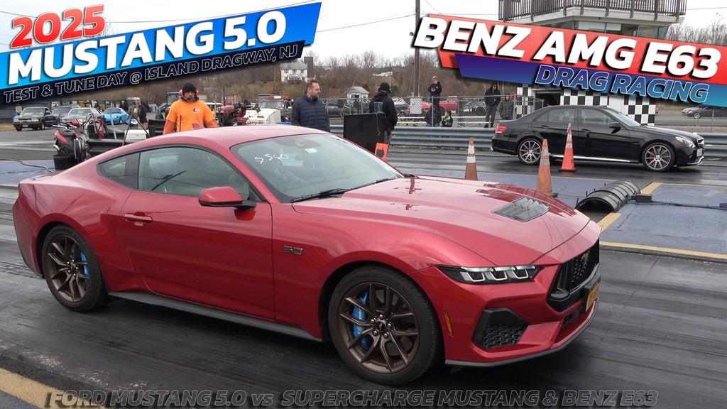 2025 Mustang vs Benz AMG E63 & Supercharge Mustang Drag Race @ island dragway