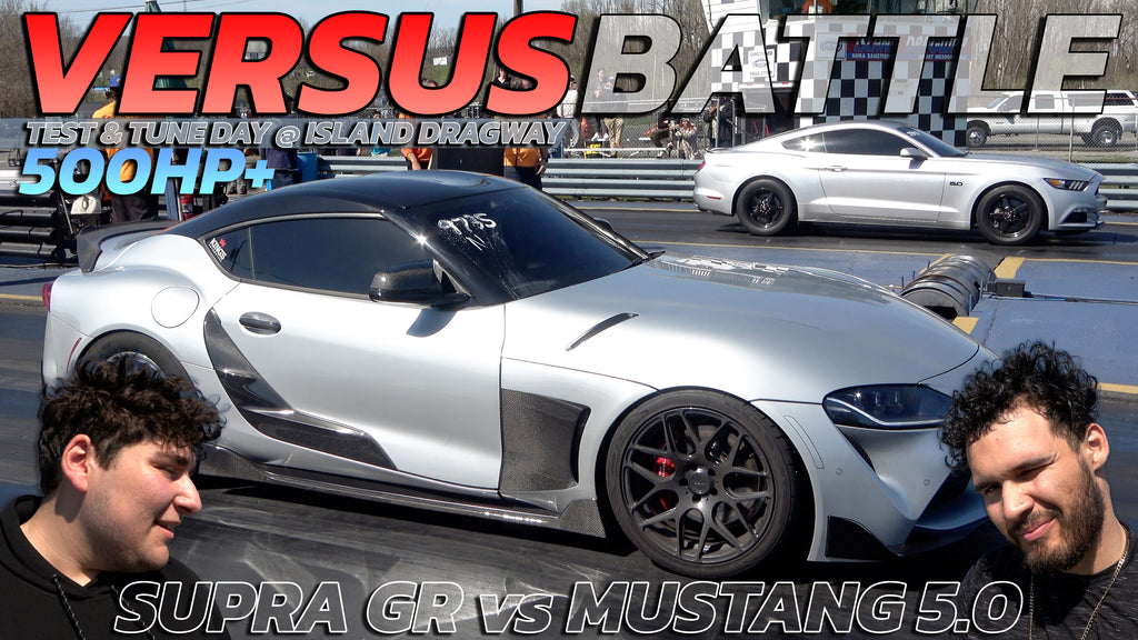 Import vs Domestic 500hp Supra GR vs 500hp Mustang in a 3 Round Island Dragway Showdown