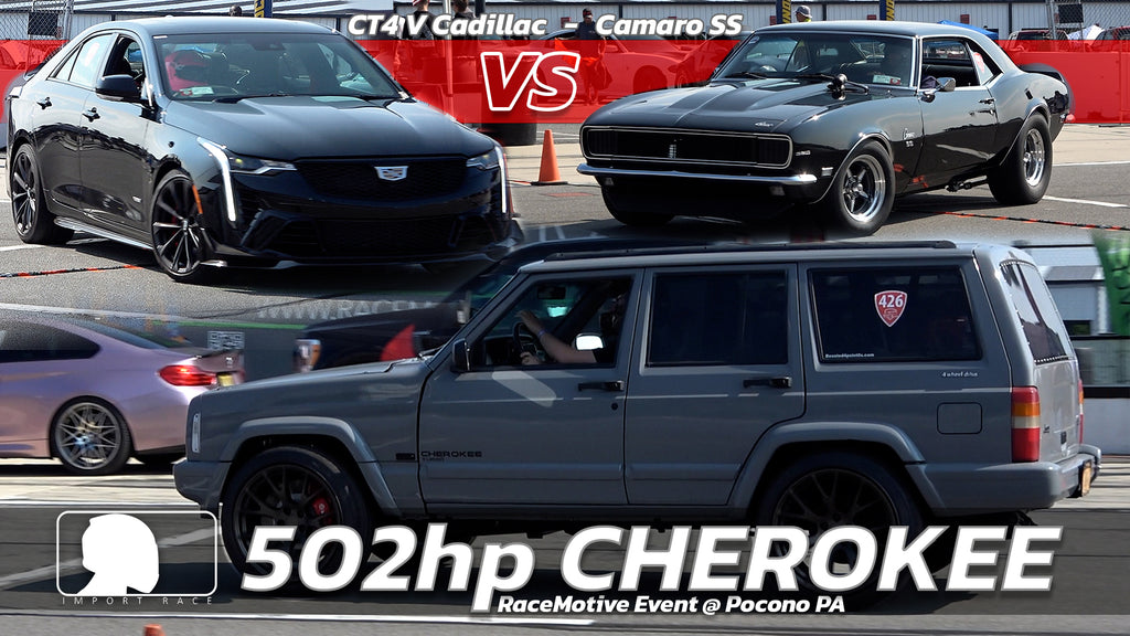 502hp Cherokee vs CT4 V Cadillac vs Camaro SS 60 Roll start drag race