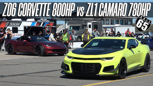 780HP ZL1 Camaro vs. 800HP Z06 Corvette: 65mph Roll Race at Pocono!