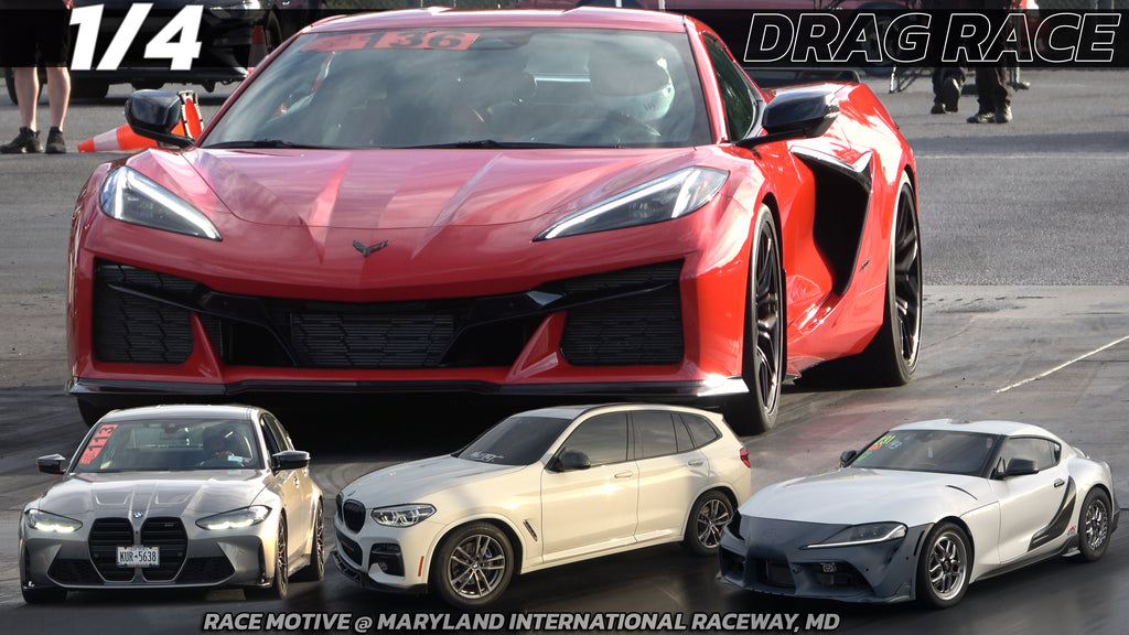 Z06 C8 Corvette vs BMW M3, Supra GR Drag racing @ MARYLAND International RACEWAY