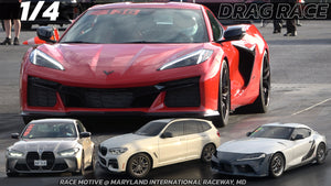 Z06 C8 Corvette vs BMW M3, Supra GR Drag racing @ MARYLAND International RACEWAY