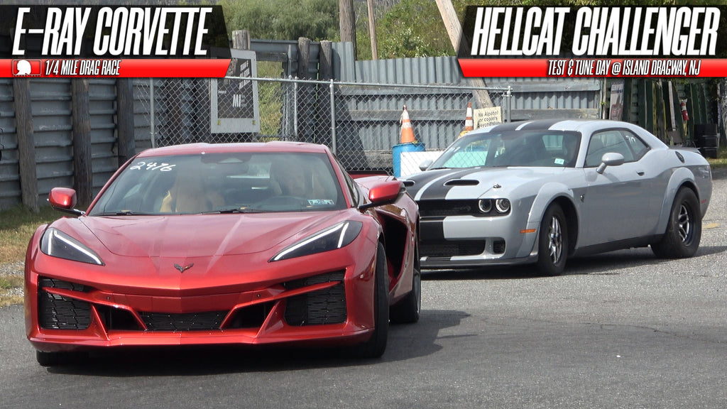 E-Ray Corvette (Stock Tires) vs. Hellcat (Slicks): The Ultimate Quarter-Mile Race!