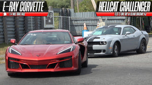 E-Ray Corvette (Stock Tires) vs. Hellcat (Slicks): The Ultimate Quarter-Mile Race!