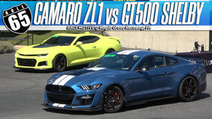 Supercharged Battle! Camaro ZL1 vs. GT500 Shelby 65MPH Roll Race!