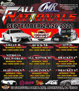Fall Nationals on September 24th-26th at Maple Grove Raceway