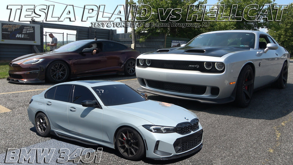 Island Dragway Showdown: Tesla Plaid vs. Hellcat & BMW 340i!