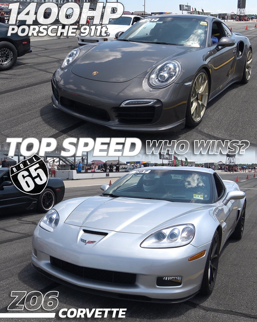 1400hp Porsche 911 Turbo vs Z06 Corvette 65mph Roll Start Race