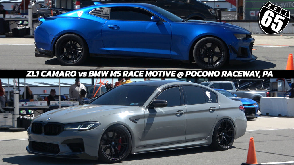 675hp BMW M5 vs 900hp ZL1 Camaro 65mph Roll Start Race Motive @ Pocono Raceway