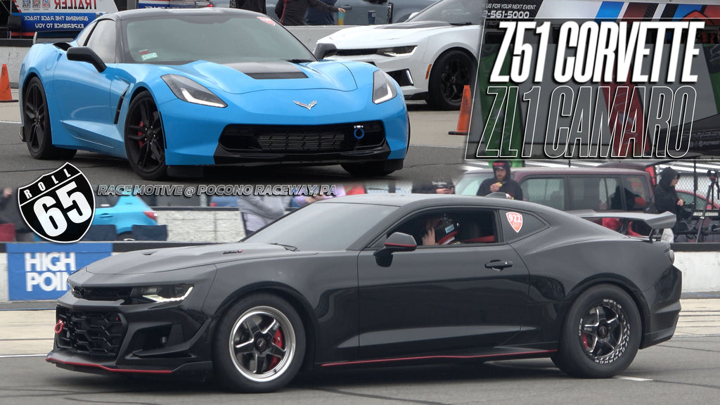 ZL1 Camaro vs. Z51 Corvette: 65MPH Roll Race Motive at Pocono Raceway!