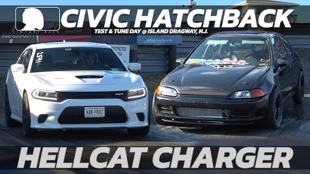 Civic Hatchback vs Hellcat Charger Heads up drag race