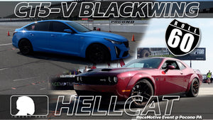 Cadillac CT5-V Blackwing vs Dodge Hellcat 60roll start drag race