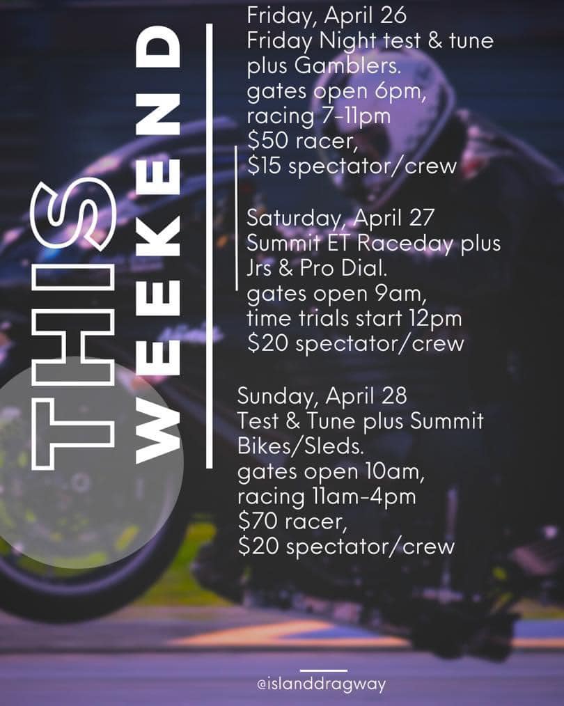 Island Dragway, This weekend!!