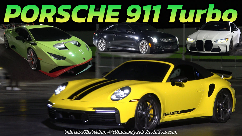 Porsche 911 Turbo S vs Lamborghini Huracán STO vs CT4 vs BMW M4 @ Orlando Speed World Dragway