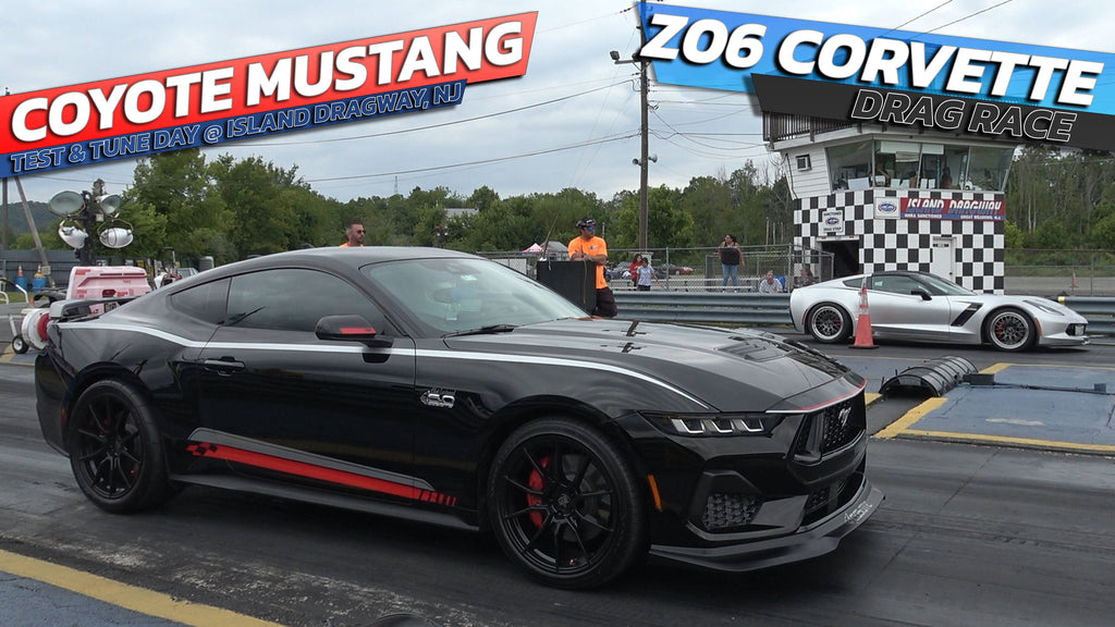 3-Way Drag Race! C7 Z06, Coyote Mustang & Audi V8T at Island Dragway!